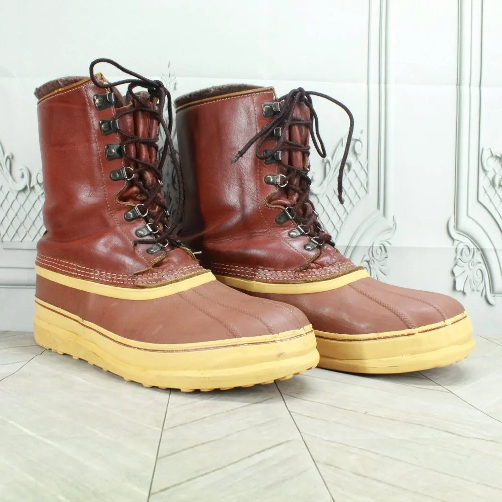 *Sorel Kaufman Brown Leather Wool Insulated Winter Duck Boots 13 Inch - Picture 3 of 9